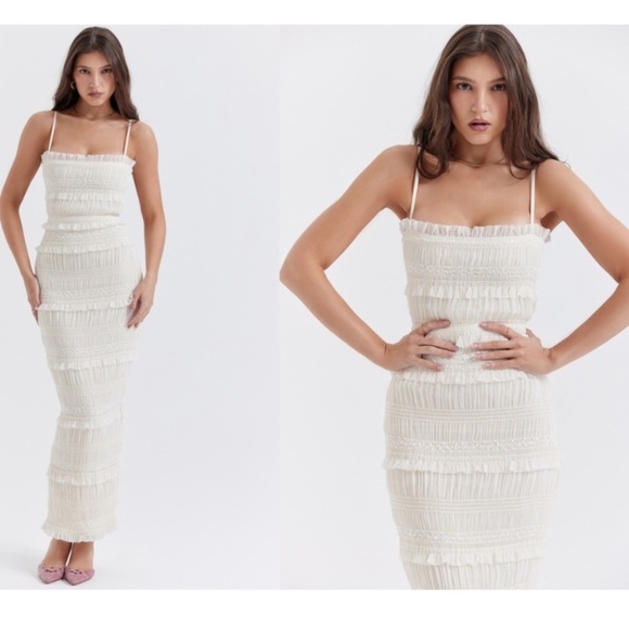 HOUSE OF CB 'Solana' Ivory Sequin Pleat Maxi Dress white NWOT size Small - Picture 16 of 17